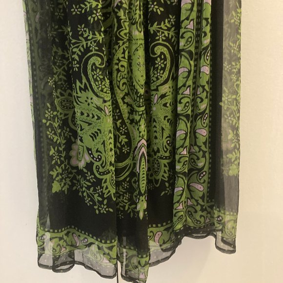 XS Bebe Green & Black Sheer, Lined Maxi Dress - Picture 10 of 15